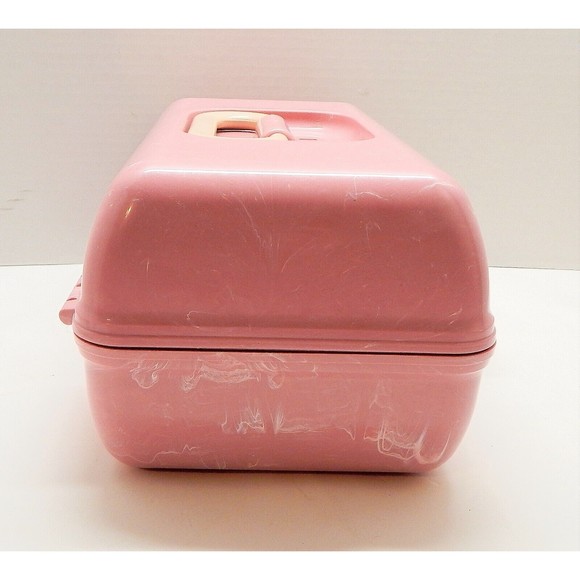 Caboodles On The Go Girl Pink Makeup Classic Carrying Case Box Marbleized Pink - Picture 2 of 14
